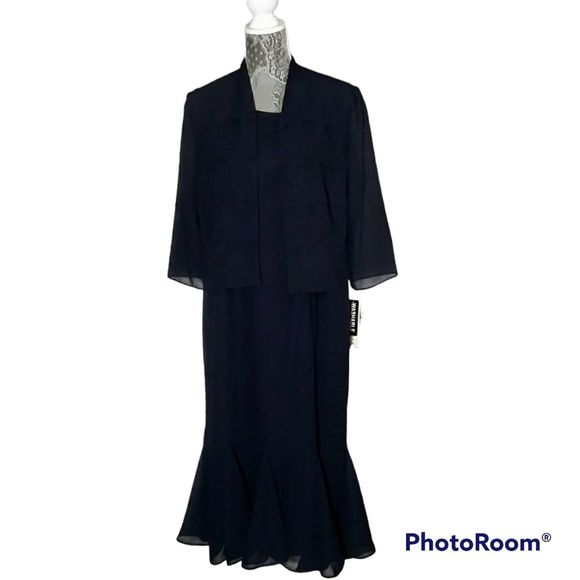 New, with tags. Navy Blue Danny & Nicole Two Piece Dress, Size 14 - Picture 1 of 5